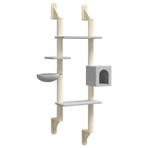 vidaXL Árvore parede p gatos c poste arranhador 180 cm cinza-claro vidaXL Árvore parede p gatos c poste arranhador 180 cm cinza-claro