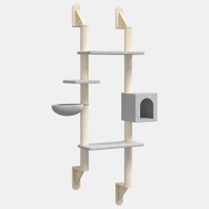 vidaXL Árvore parede p gatos c poste arranhador 180 cm cinza-claro