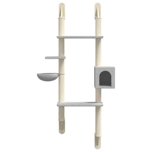 vidaXL Árvore parede p gatos c poste arranhador 180 cm cinza-claro vidaXL Árvore parede p gatos c poste arranhador 180 cm cinza-claro
