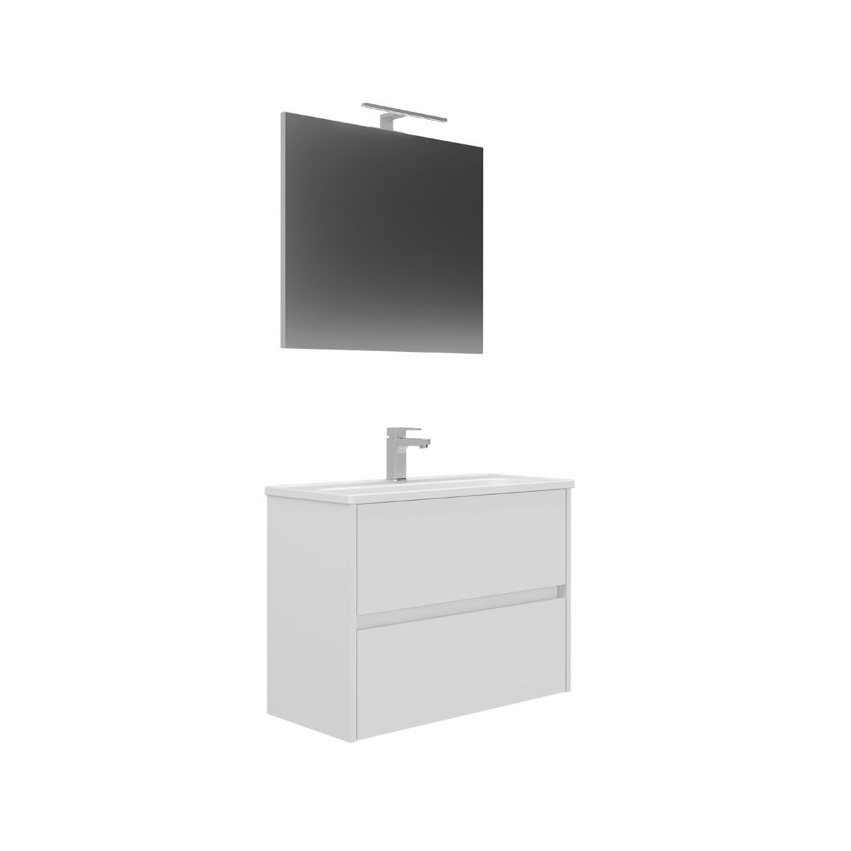 Mueble de baño lhotse con lavabo y espejo blanco 80 cm