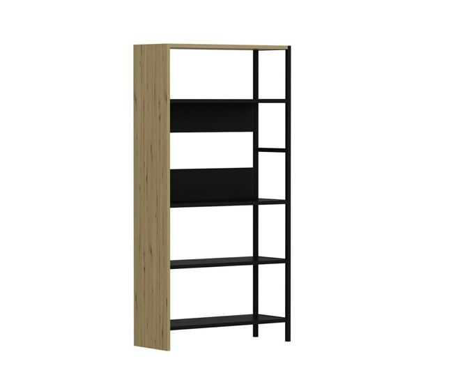 Estantería Tiran Bookcase 4 estantes roble/negro 150x76x30 cm