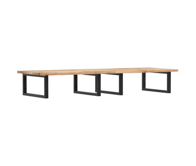 Vidaxl estante de lavabo de pared acero y madera maciza de acacia