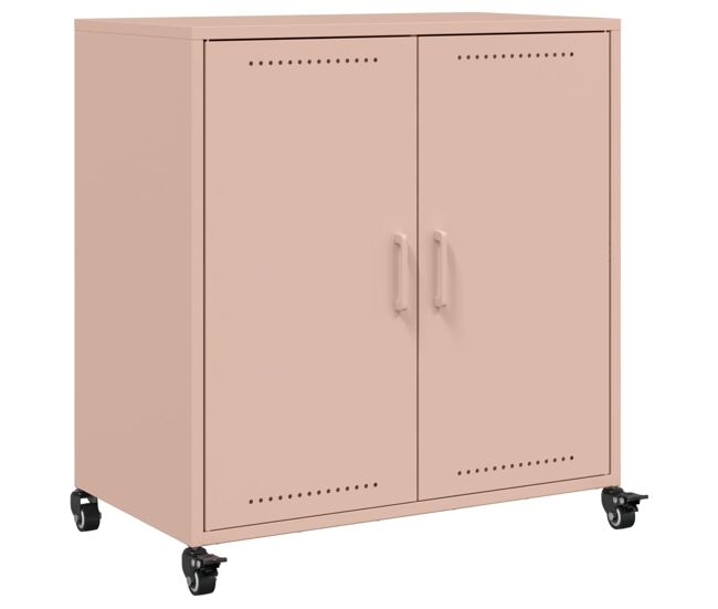 Vidaxl aparador de acero rosa 68x39x72 cm