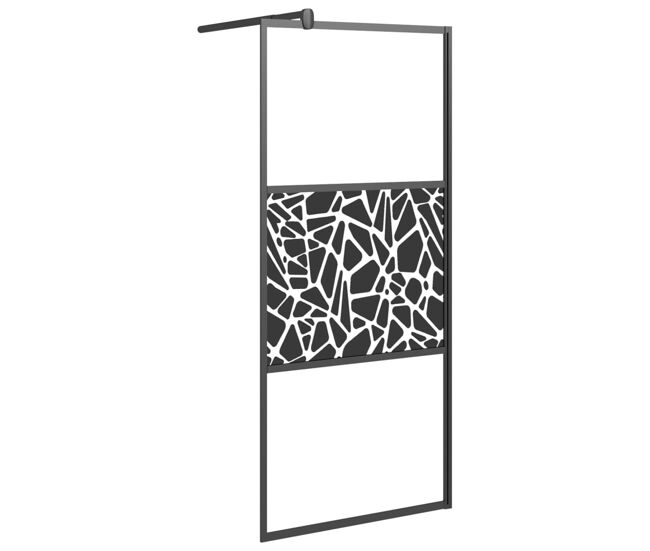 Vidaxl mampara ducha vidrio esmerilado diseño piedras negro 90x195 cm