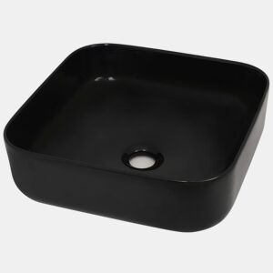 vidaXL Lavatório de cerâmica 38x38x13,5 cm quadrado preto