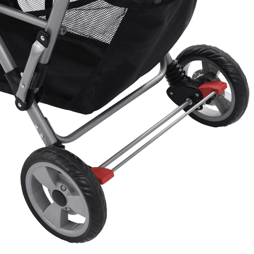 vidaXL Carrinho de bebé para gémeos aço cor-de-rosa e preto