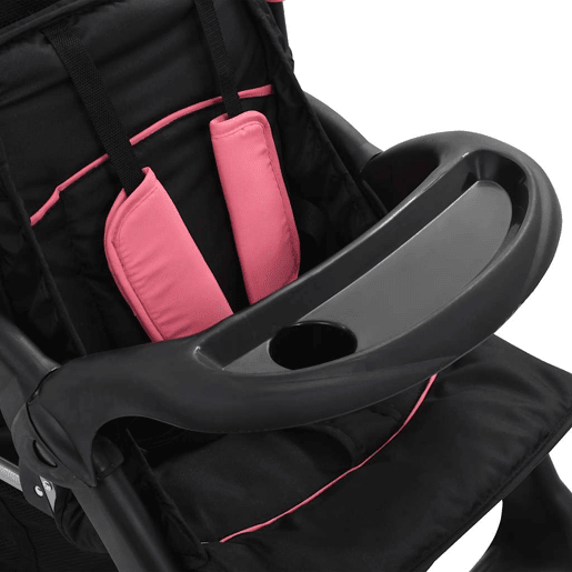 vidaXL Carrinho de bebé para gémeos aço cor-de-rosa e preto
