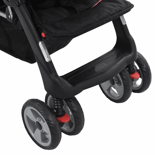 vidaXL Carrinho de bebé para gémeos aço cor-de-rosa e preto