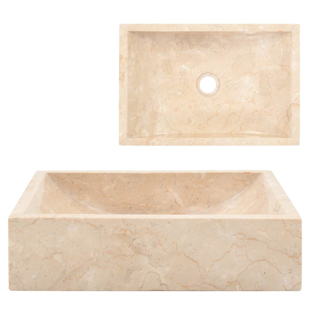 Vidaxl lavabo de mármol crema con brillo 45x30x12 cm