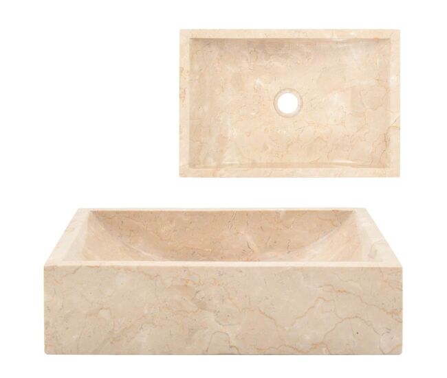 Vidaxl lavabo de mármol crema con brillo 45x30x12 cm