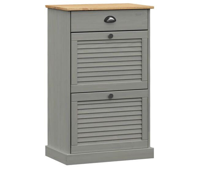 Vidaxl zapatero vigo madera maciza de pino gris 60x35x96 cm