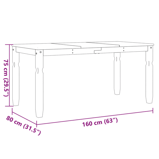 vidaXL Mesa de jantar Corona 160x80x75 cm madeira de pinho maciça vidaXL Mesa de jantar Corona 160x80x75 cm madeira de pinho maciça