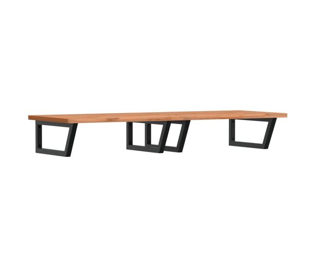 Vidaxl estante de lavabo de pared de acero y madera maciza de haya