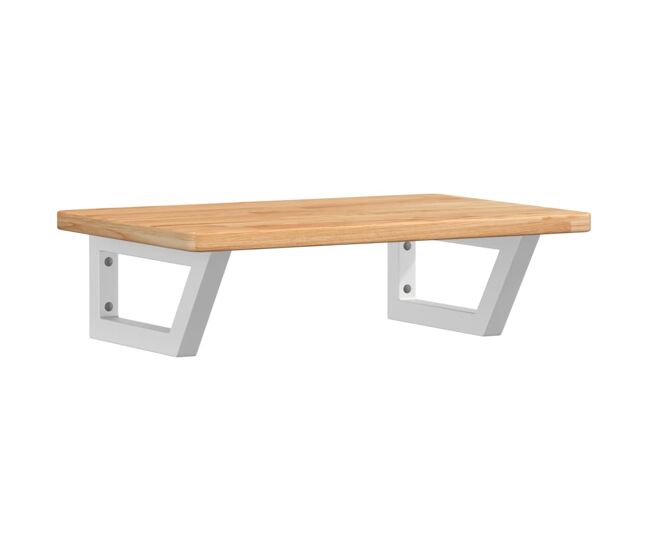 Vidaxl estante de lavabo de pared de acero y madera maciza de roble