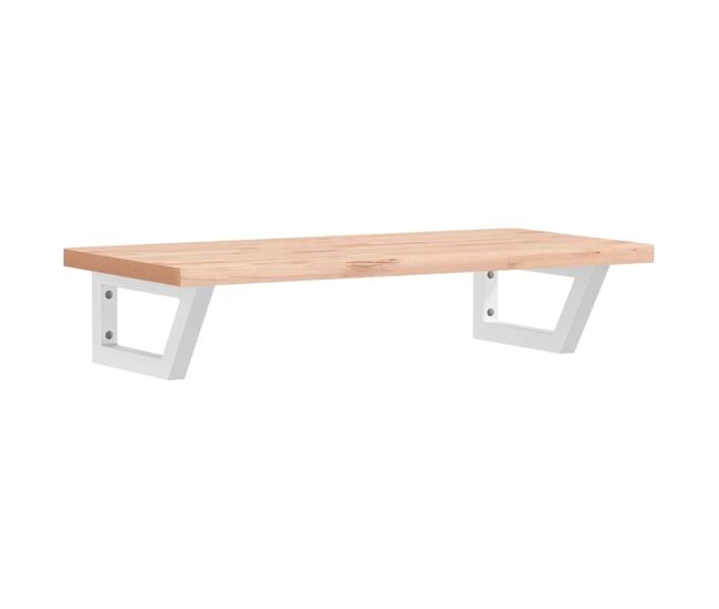 Vidaxl estante de lavabo de pared de acero y madera maciza de haya