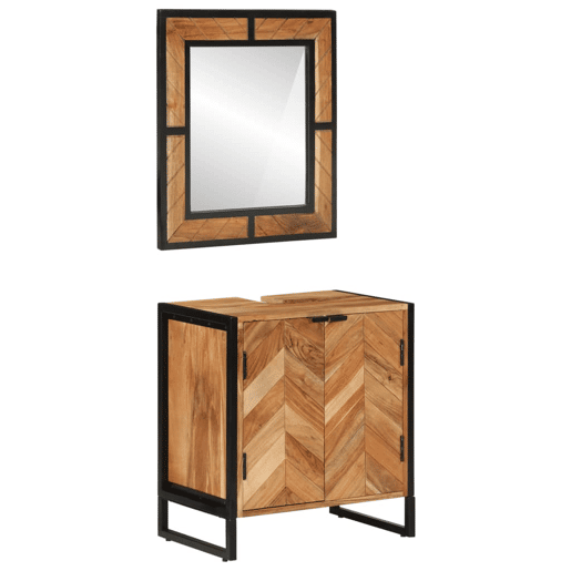 vidaXL 2 pcs conj. móveis p casa de banho ferro e acácia maciça vidaXL 2 pcs conj. móveis p casa de banho ferro e acácia maciça