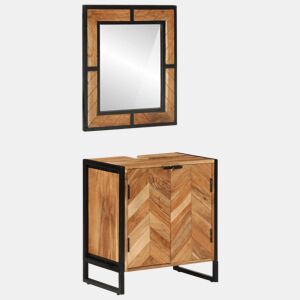 vidaXL 2 pcs conj. móveis p casa de banho ferro e acácia maciça