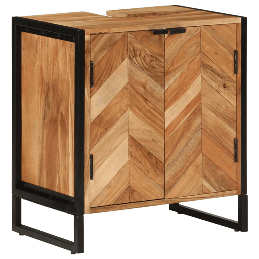 vidaXL 2 pcs conj. móveis p casa de banho ferro e acácia maciça vidaXL 2 pcs conj. móveis p casa de banho ferro e acácia maciça