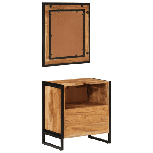 vidaXL 2 pcs conj. móveis p casa de banho ferro e acácia maciça vidaXL 2 pcs conj. móveis p casa de banho ferro e acácia maciça