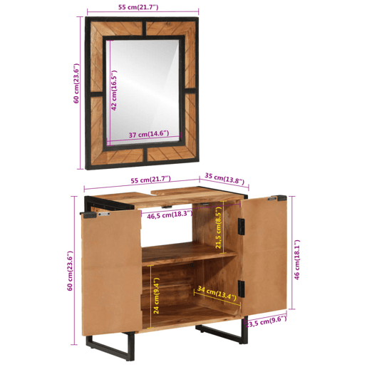 vidaXL 2 pcs conj. móveis p casa de banho ferro e acácia maciça vidaXL 2 pcs conj. móveis p casa de banho ferro e acácia maciça