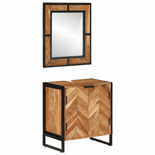 vidaXL 2 pcs conj. móveis p casa de banho ferro e acácia maciça vidaXL 2 pcs conj. móveis p casa de banho ferro e acácia maciça