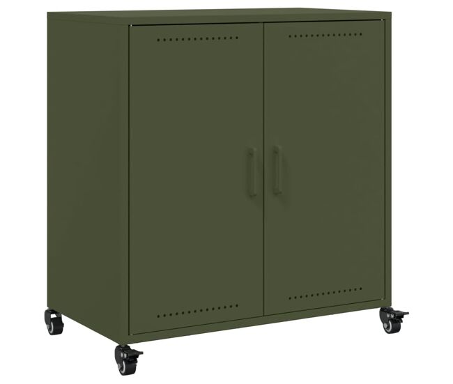 Vidaxl aparador de acero verde oliva 68x39x72 cm