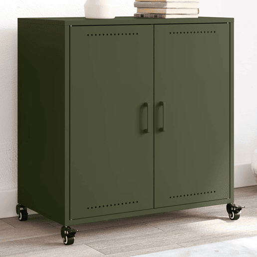 vidaXL Aparador 68x39x72 cm aço verde-azeitona