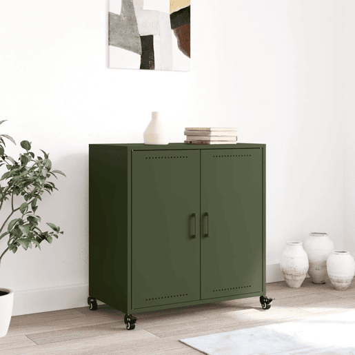 vidaXL Aparador 68x39x72 cm aço verde-azeitona
