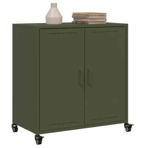 vidaXL Aparador 68x39x72 cm aço verde-azeitona