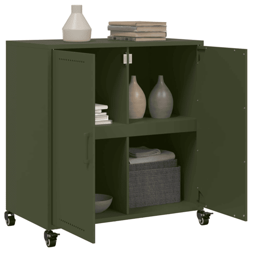 vidaXL Aparador 68x39x72 cm aço verde-azeitona