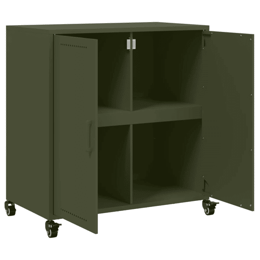 vidaXL Aparador 68x39x72 cm aço verde-azeitona