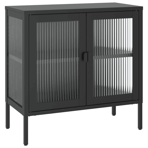 vidaXL Aparador 70x35x70 cm vidro e aço preto