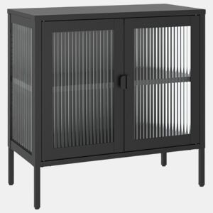 vidaXL Aparador 70x35x70 cm vidro e aço preto
