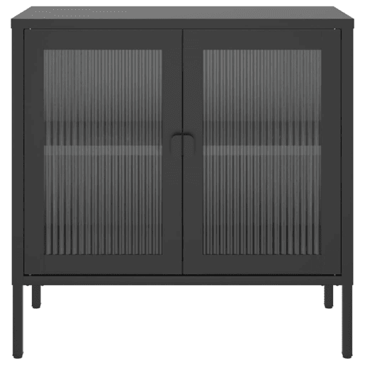 vidaXL Aparador 70x35x70 cm vidro e aço preto
