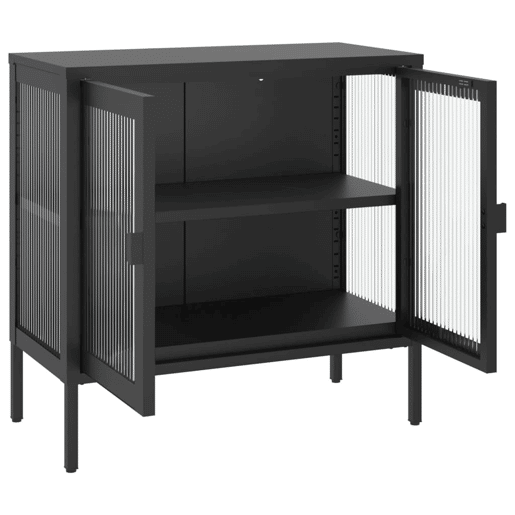 vidaXL Aparador 70x35x70 cm vidro e aço preto