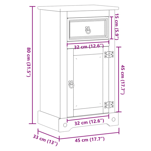 vidaXL Móvel de WC Corona 45x33x80 cm madeira de pinho maciça