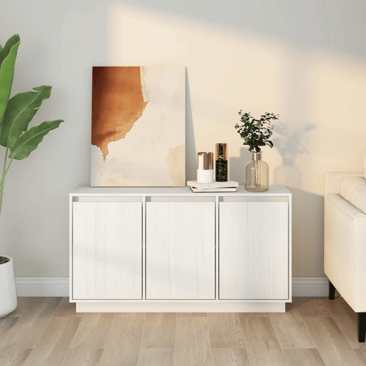 vidaXL Aparador 111x34x60 cm madeira de pinho maciça branco
