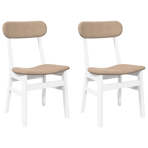vidaXL Cadeiras de jantar com almofadões 2 pcs madeira maciça branco vidaXL Cadeiras de jantar com almofadões 2 pcs madeira maciça branco