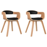 vidaXL Cadeira de jantar 2pcs madeira curvada e couro artificial preto
