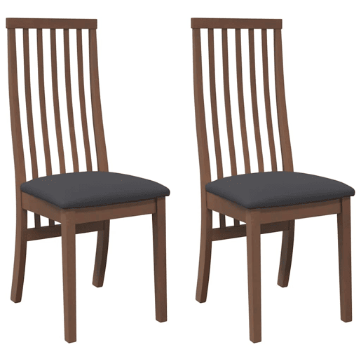 vidaXL Cadeiras de jantar com almofadões 2 pcs madeira maciça castanho vidaXL Cadeiras de jantar com almofadões 2 pcs madeira maciça castanho