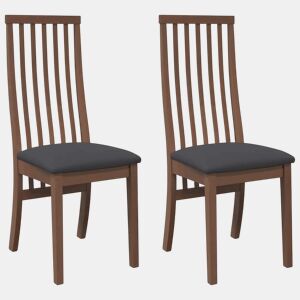 vidaXL Cadeiras de jantar com almofadões 2 pcs madeira maciça castanho