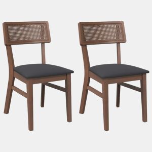 vidaXL Cadeiras de jantar com almofadões 2 pcs madeira maciça castanho