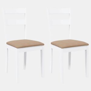 vidaXL Cadeiras de jantar com almofadões 2 pcs madeira maciça branco