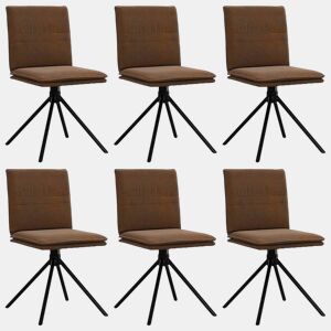 vidaXL Cadeiras de jantar 6 pcs camurça artificial castanho