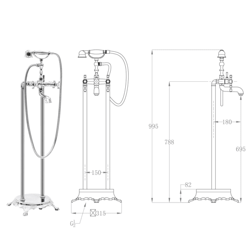 vidaXL Torneira de pé para banheira aço inoxidável 99,5 cm prateado vidaXL Torneira de pé para banheira aço inoxidável 99,5 cm prateado
