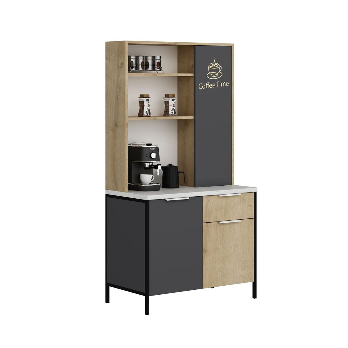 Alacena andy 3 puertas + cajón natural/gris 180x94x50 cm