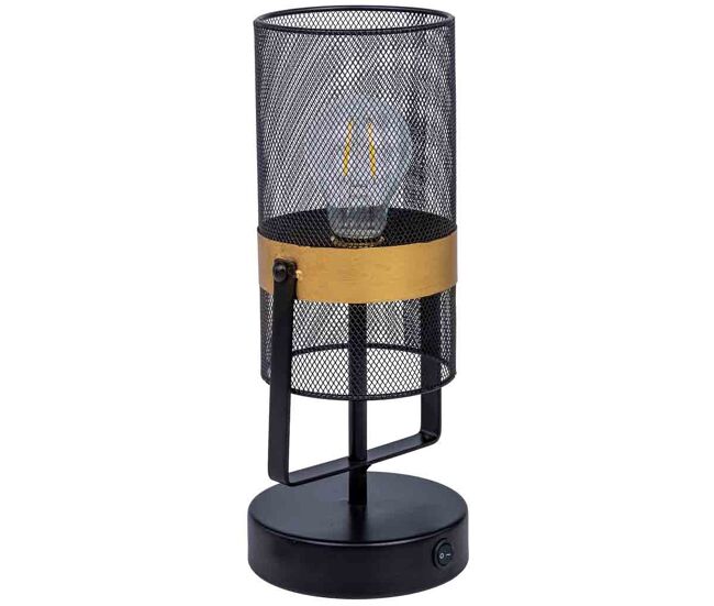 Lámpara de mesa de metal negro con 1 foco 12.5x12.5x31h cm