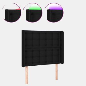 vidaXL Cabeceira de cama c luzes LED tecido 93x16x118128 cm preto