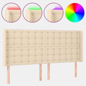 vidaXL Cabeceira cama c luzes LED tecido 183x16x118128 cm cor creme