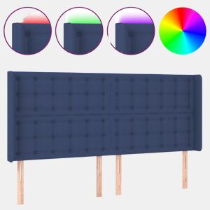 vidaXL Cabeceira de cama c luzes LED tecido 183x16x118128 cm azul